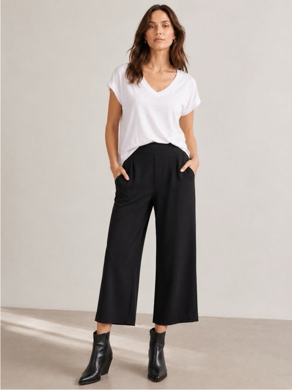 AYR Mirage Pants Women 10 Black Excellent Silk Blend Relaxed Straight Leg